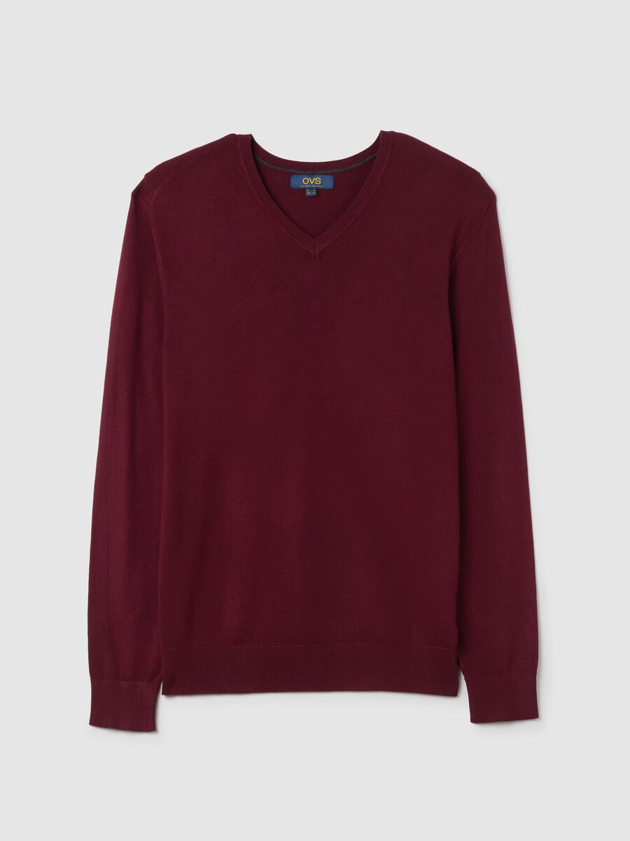 Red mixed material sweater, regular fit_4