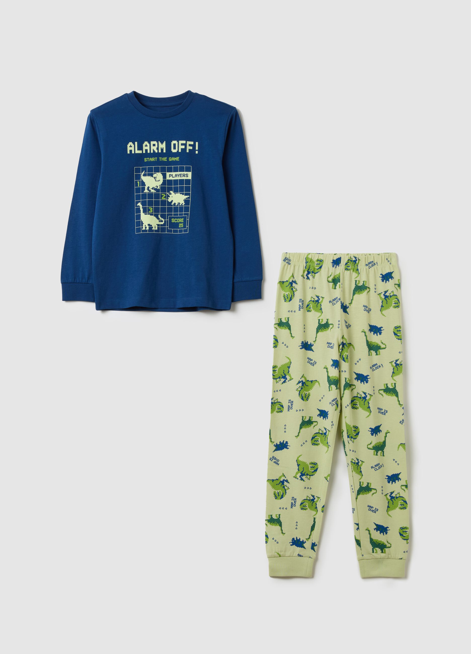 Cotton pyjamas with dinosaurs print