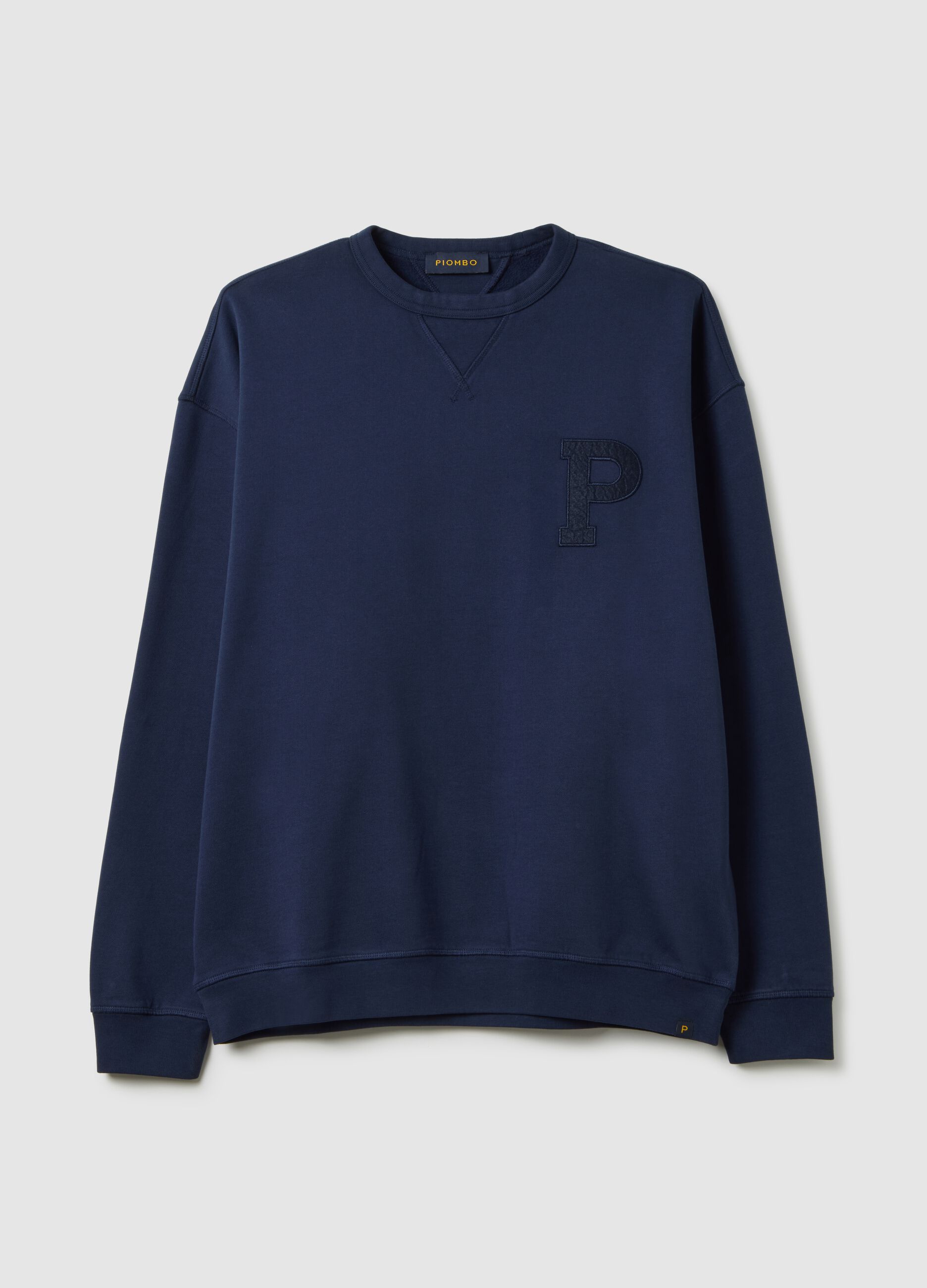 Felpa in puro cotone blu regular fit