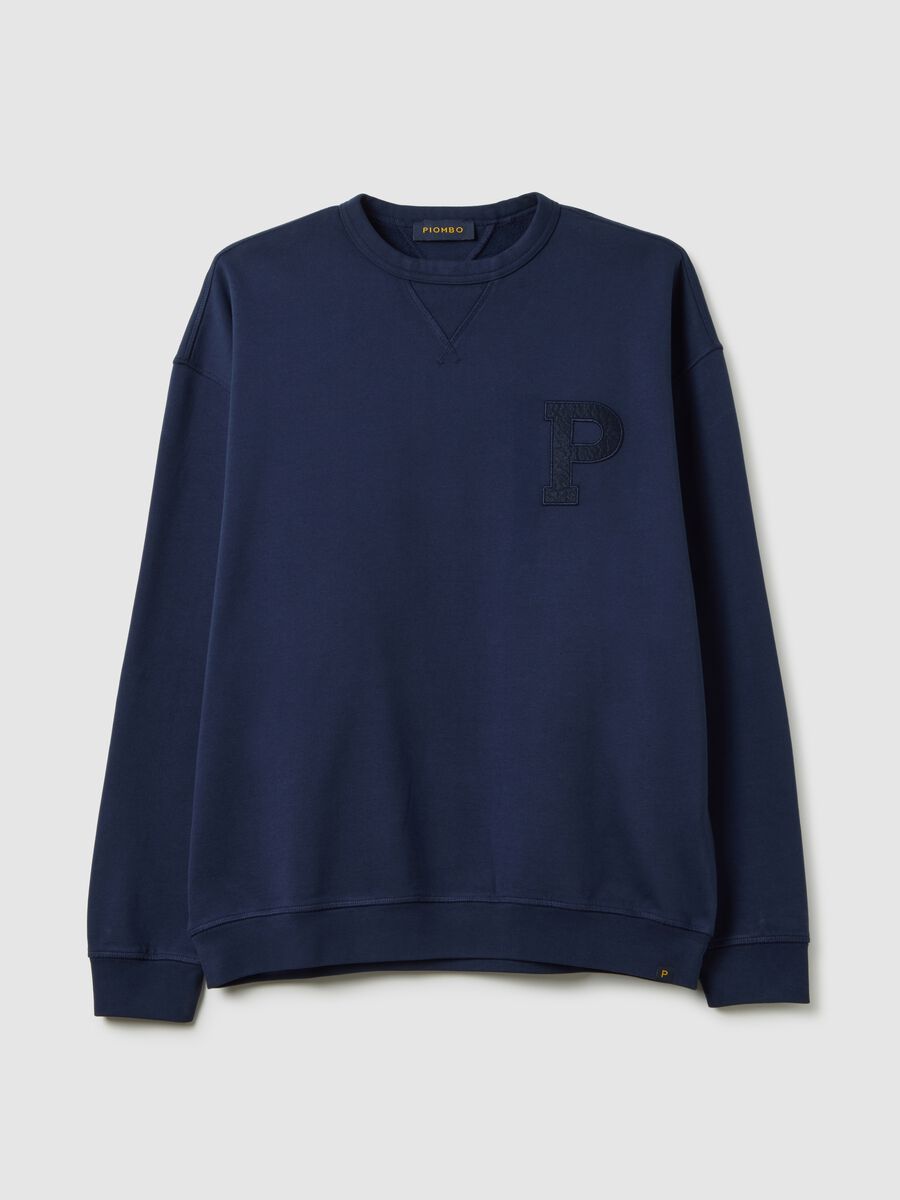 Felpa in puro cotone blu regular fit_4