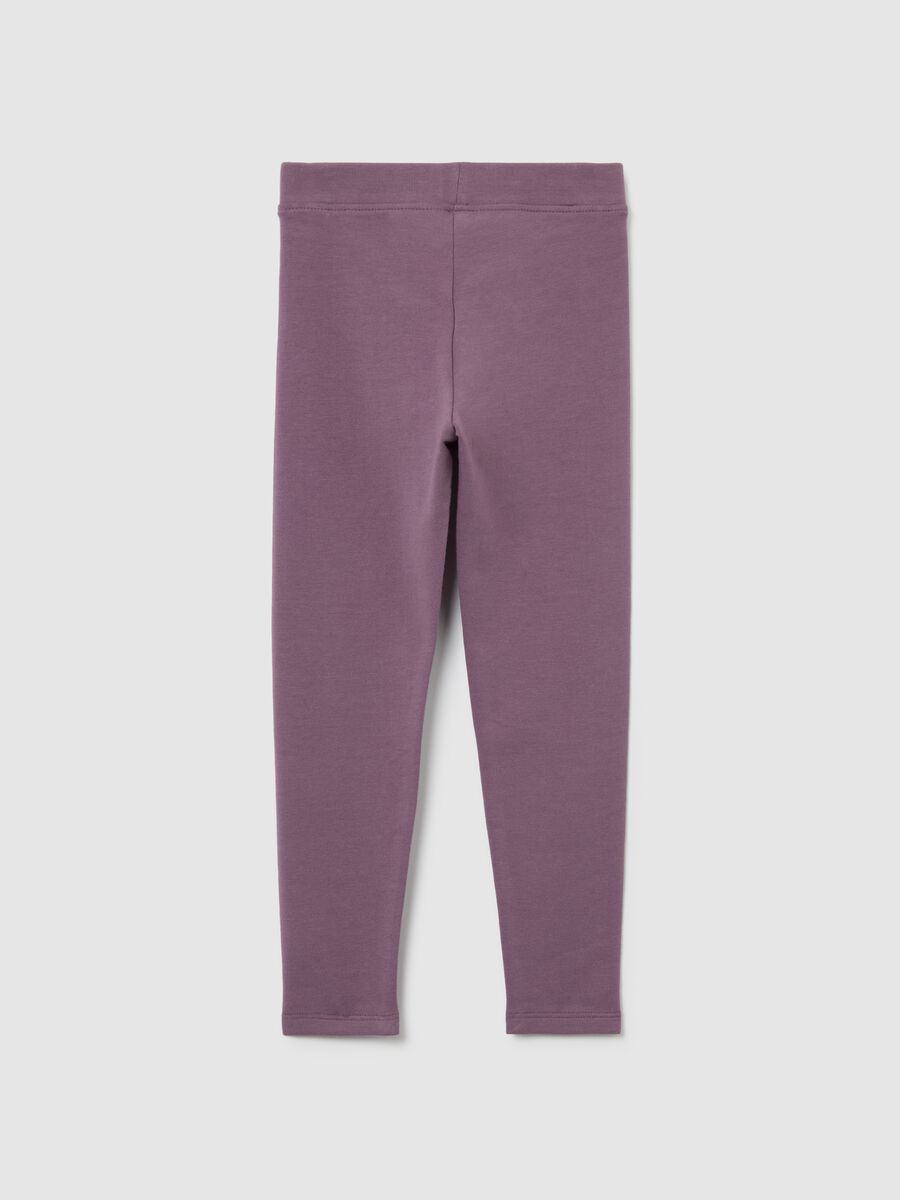 Leggings viola da bambina in cotone elasticizzato vestibilità skinny_1