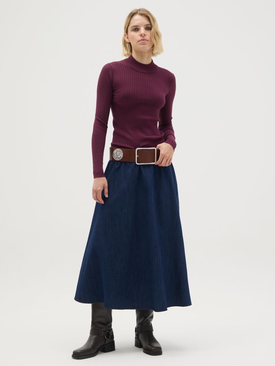 Purple fitted viscose blend top_1