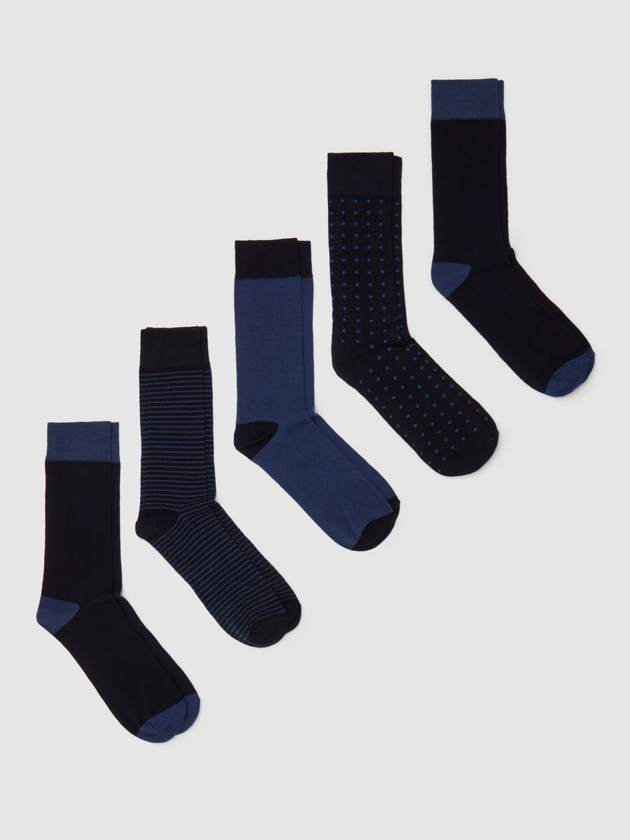 Five-pair pack socks with stripes and polka dots pattern_0