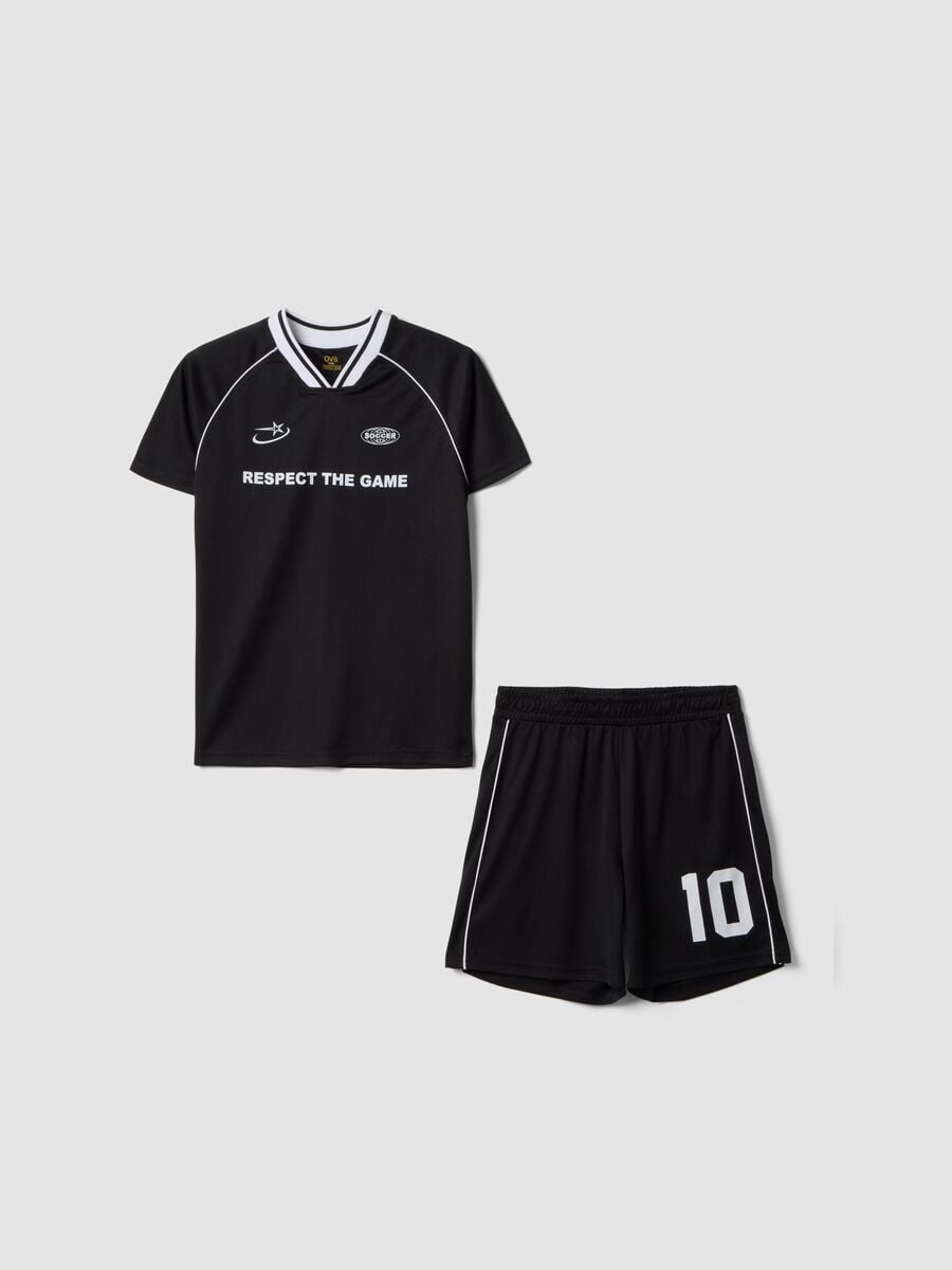 Black sporty T-shirt and shorts set for boys, regular fit_3