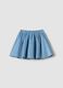 Blue ribbed pure cotton skort with floral print_1