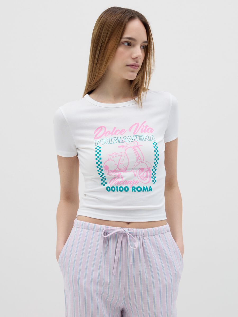 Short-sleeved T-shirt with "Dolce Vita" print_0