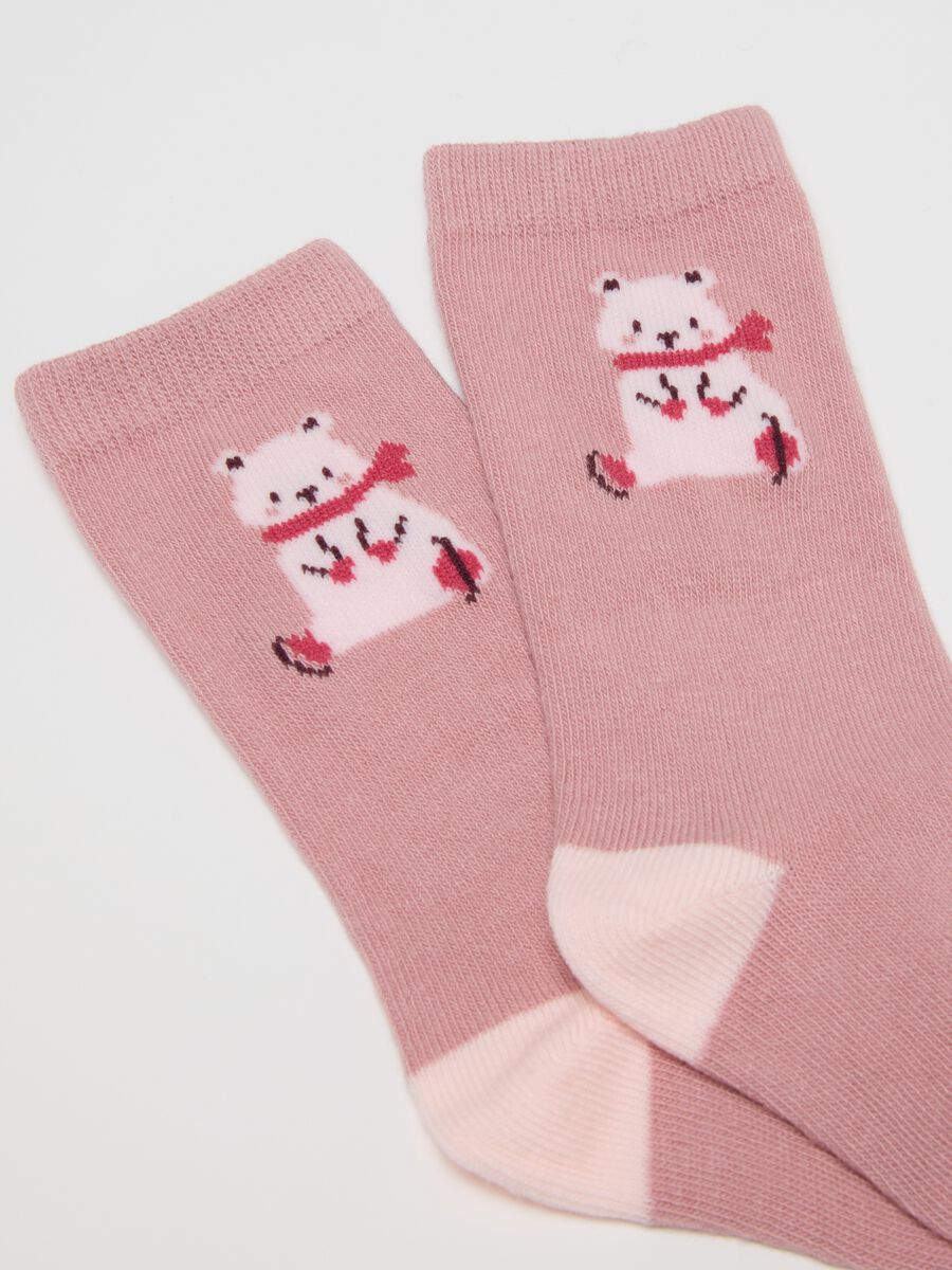 Multicoloured stretchy newborn socks tripack in cotton blend_1