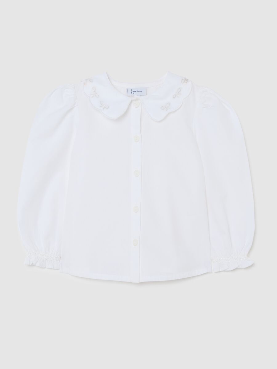 Girls' pure cotton white blouse regular fit with collar_0