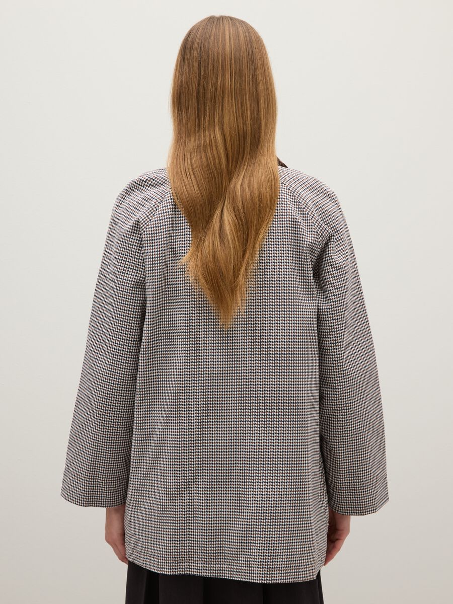 Multicolour check jacket in pure cotton with buttons and zip_4