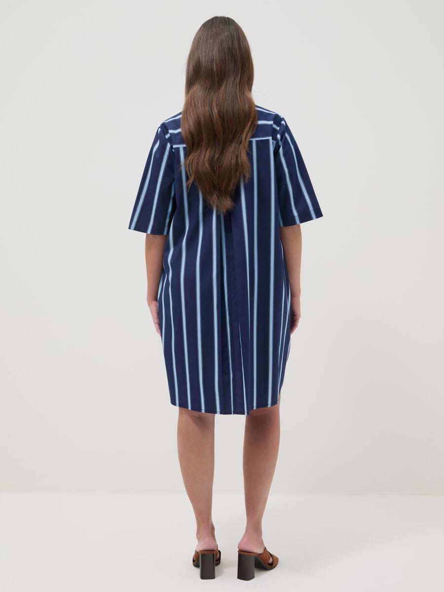 Blue striped pure cotton shirt dress_3