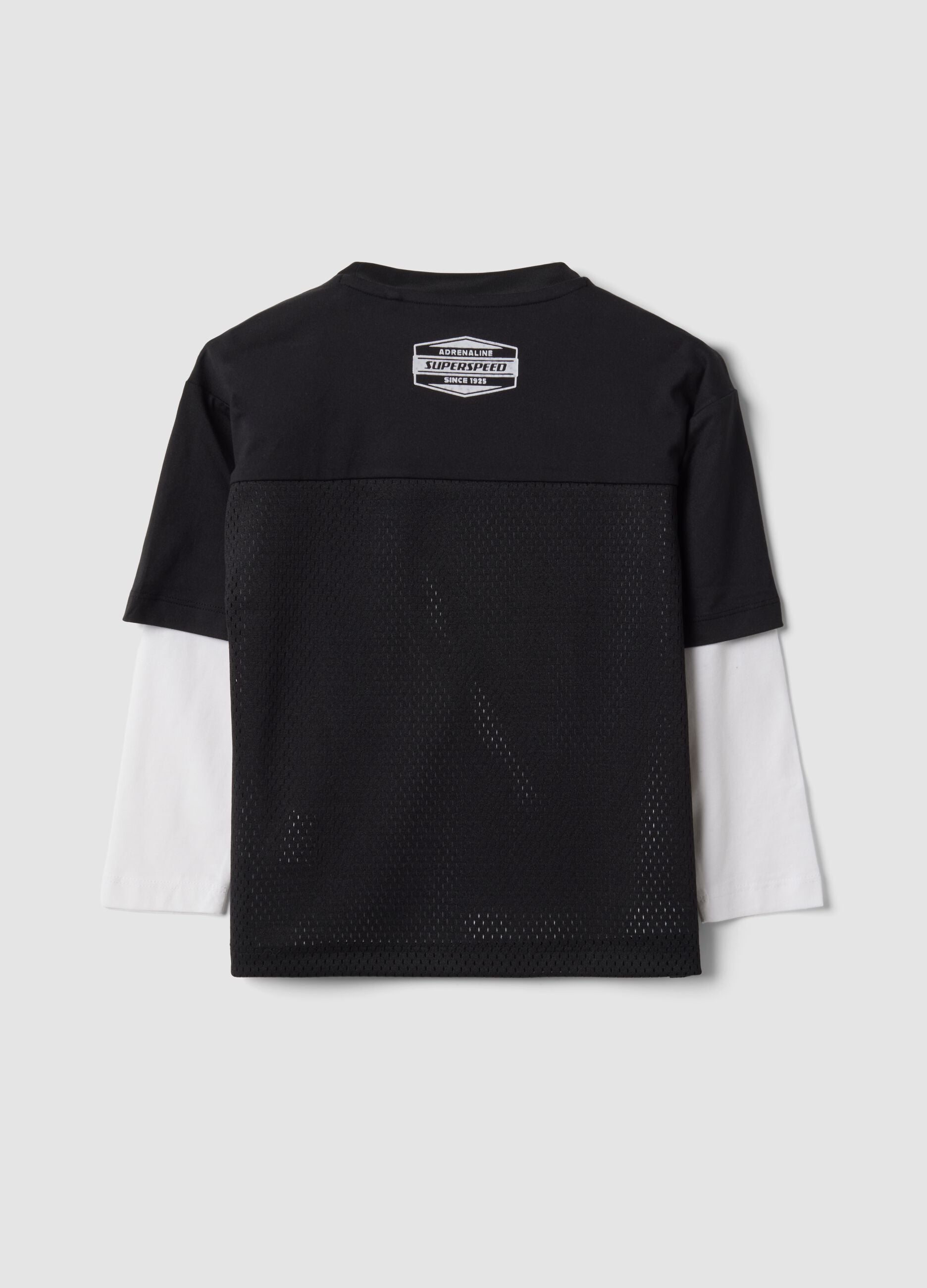 Black pure cotton crew-neck T-shirt with street print, relaxed fit