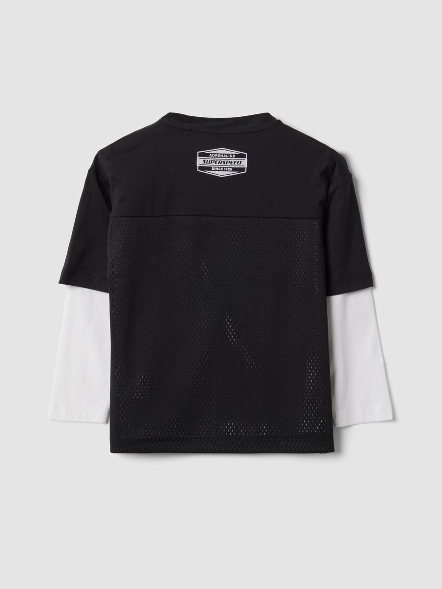 T-shirt nera in puro cotone con girocollo e stampa street relaxed fit_1