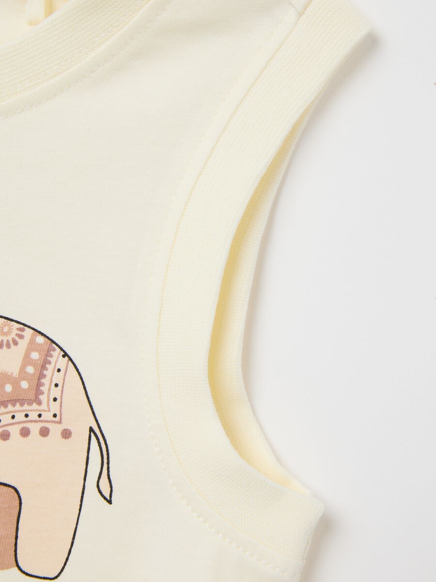 Children's white cotton tank top regular fit with print_3