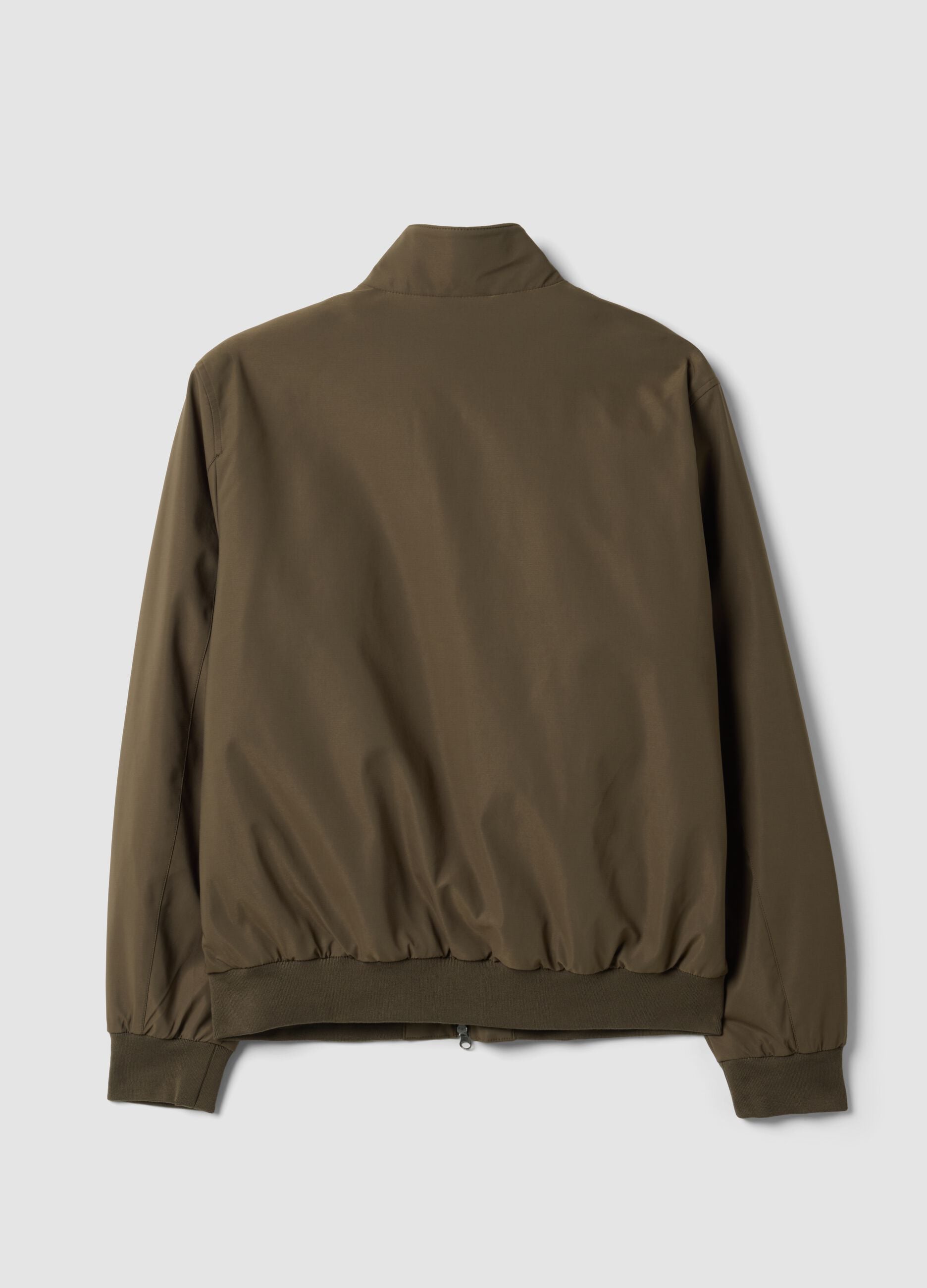Green regular-fit jacket with zip and high collar
