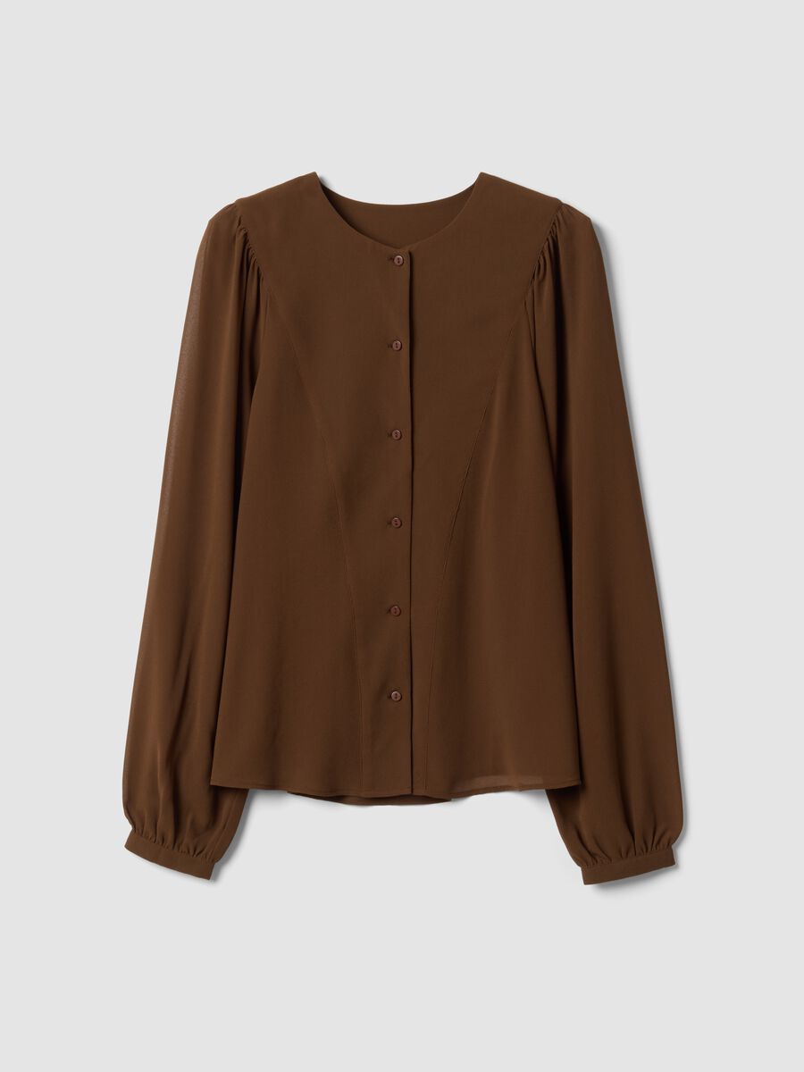 Brown regular-fit shirt with buttons and long sleeves_0