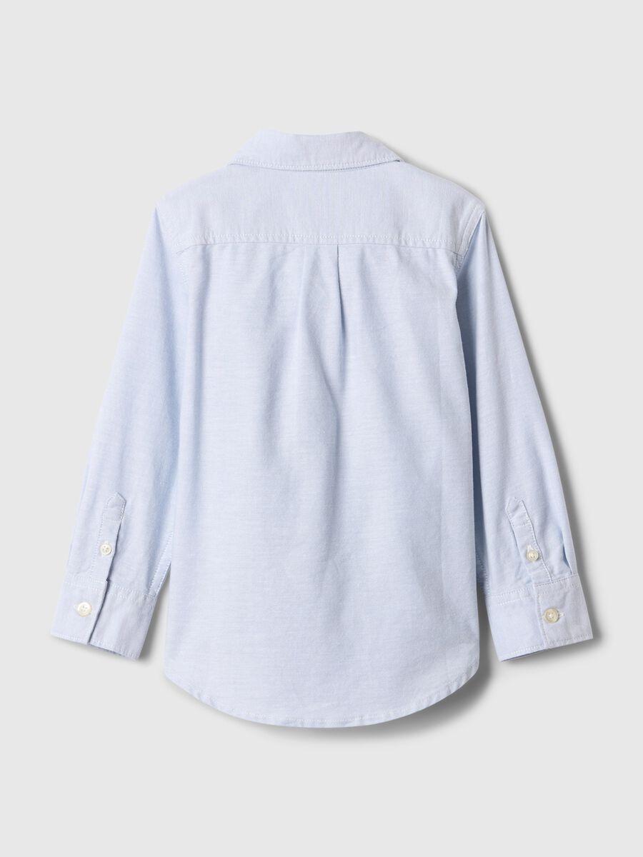 Camicia azzurra elasticizzata a maniche lunghe_1