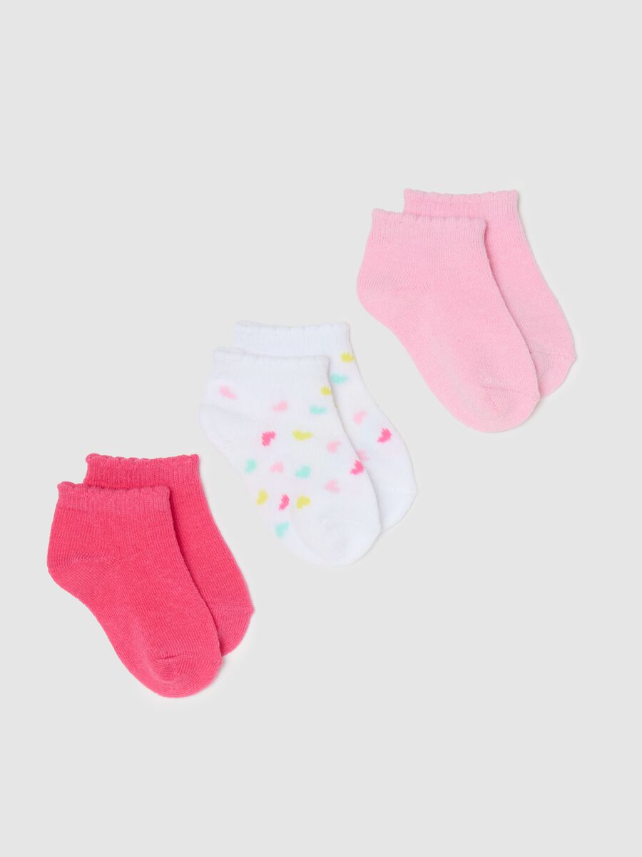 Tripack calze corte stretch con disegno cuori_0