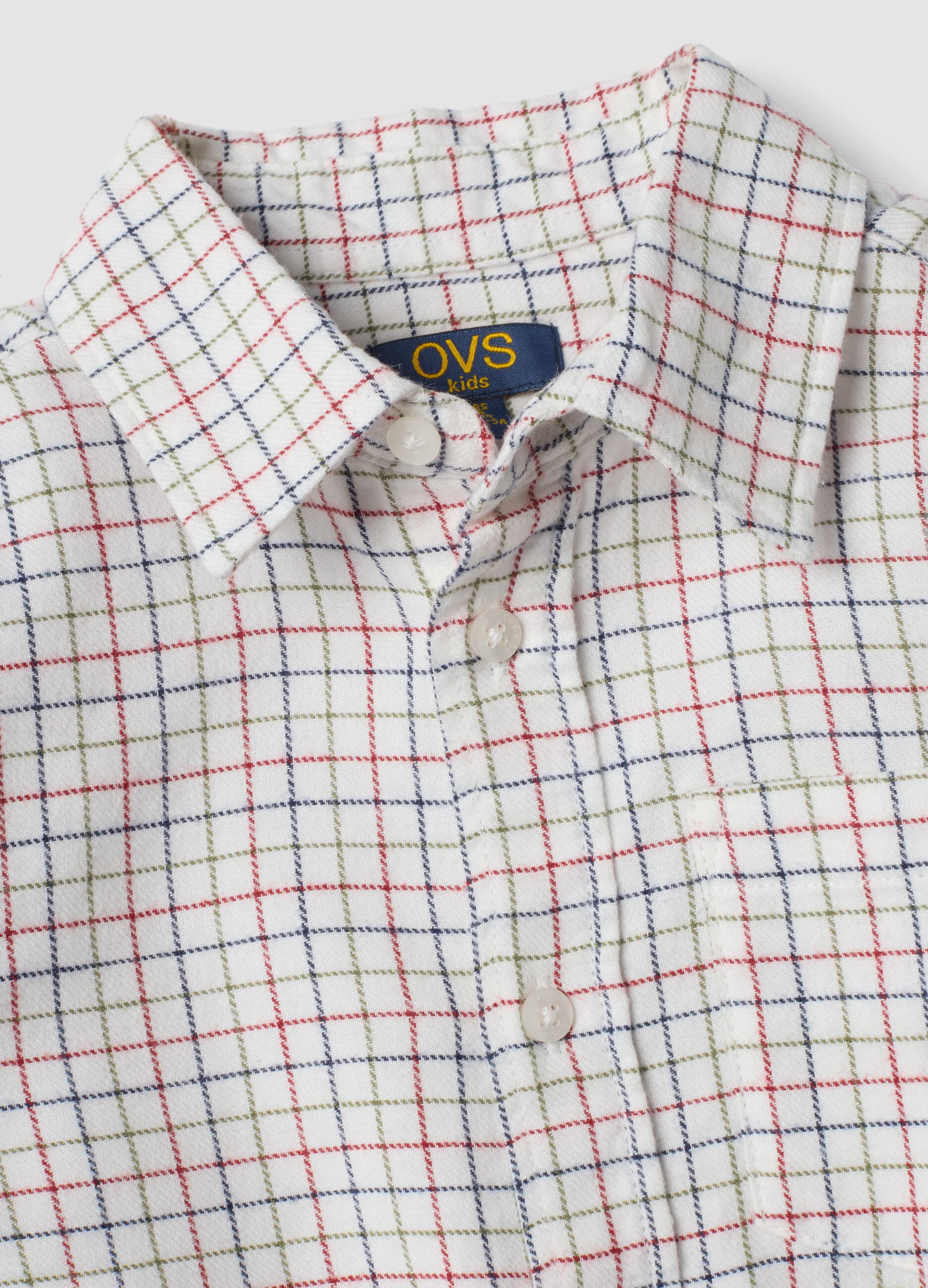 Camicia verde a quadri in puro cotone