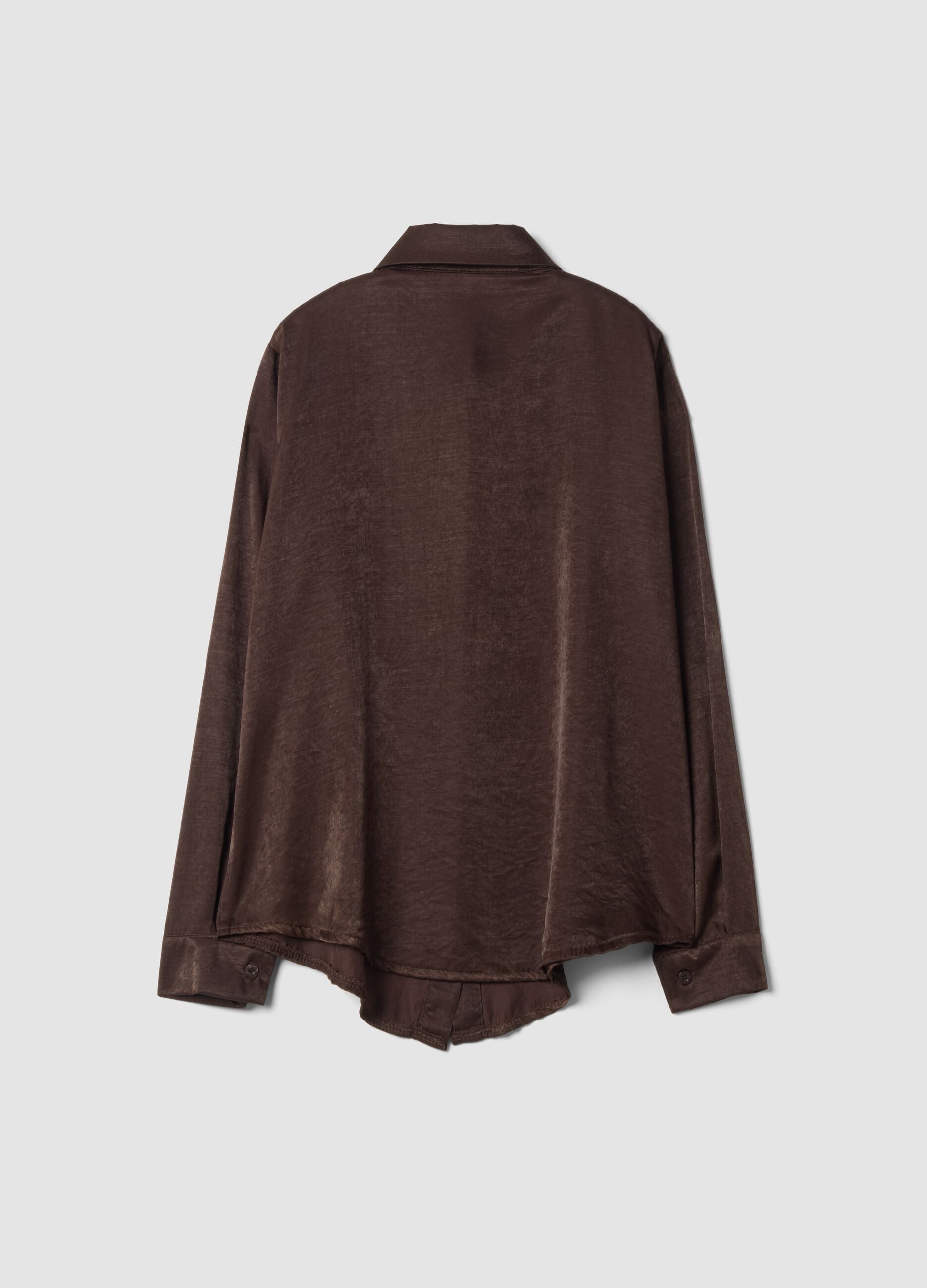Brown viscose-blend shacket, regular fit