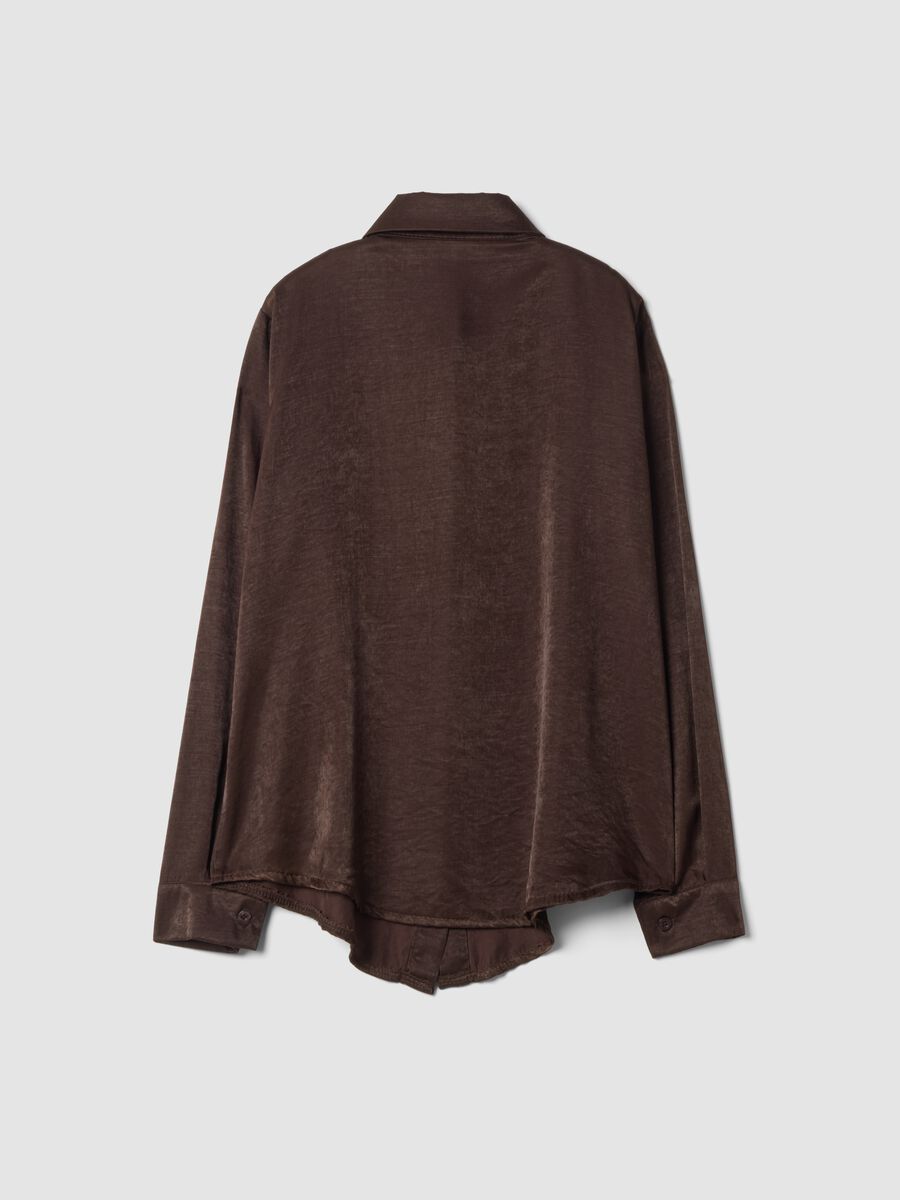 Brown viscose-blend shacket, regular fit_2