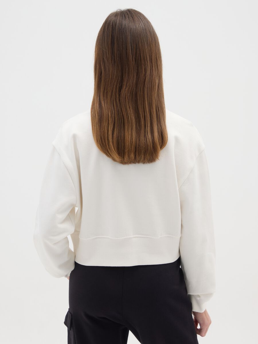 Felpa da ragazza in puro cotone bianca regular fit_1