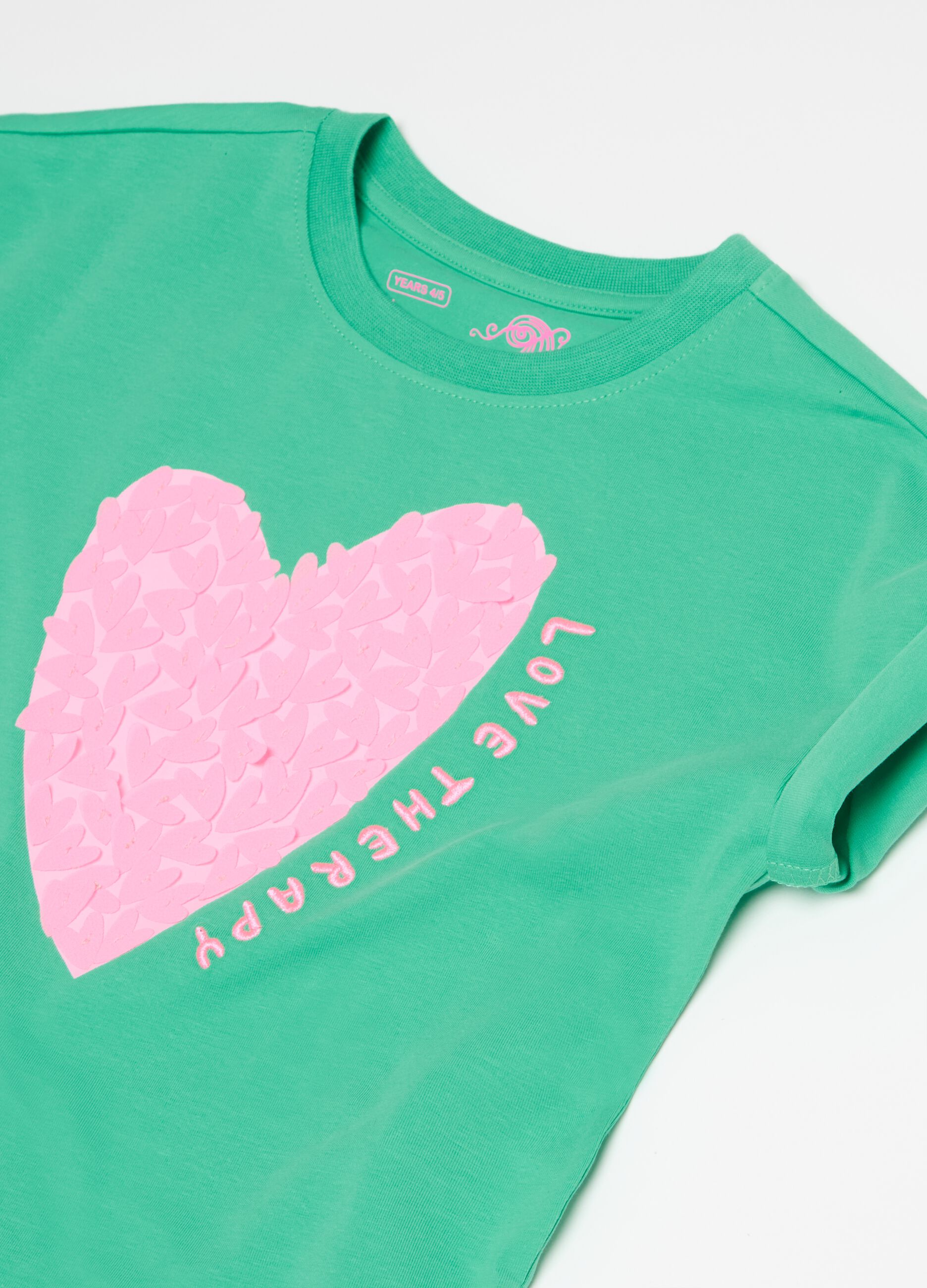 Cotton T-shirt with heart print