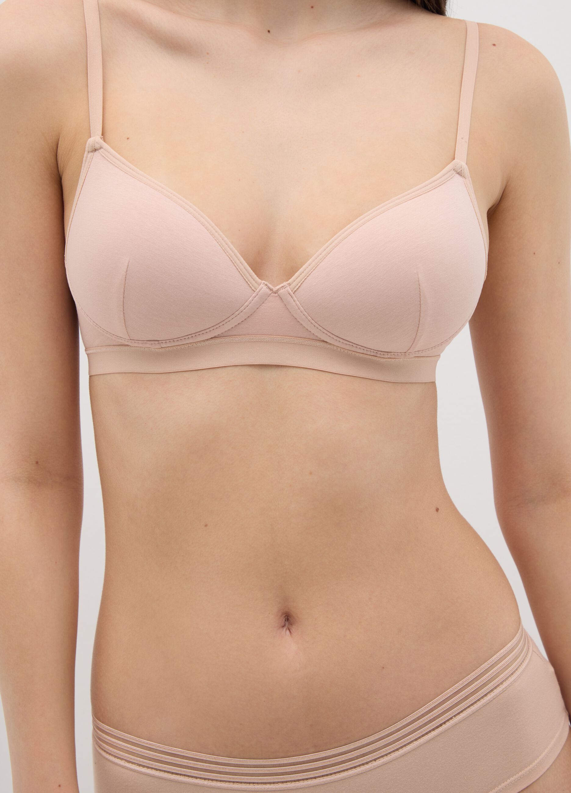 Nude padded full-coverage bra