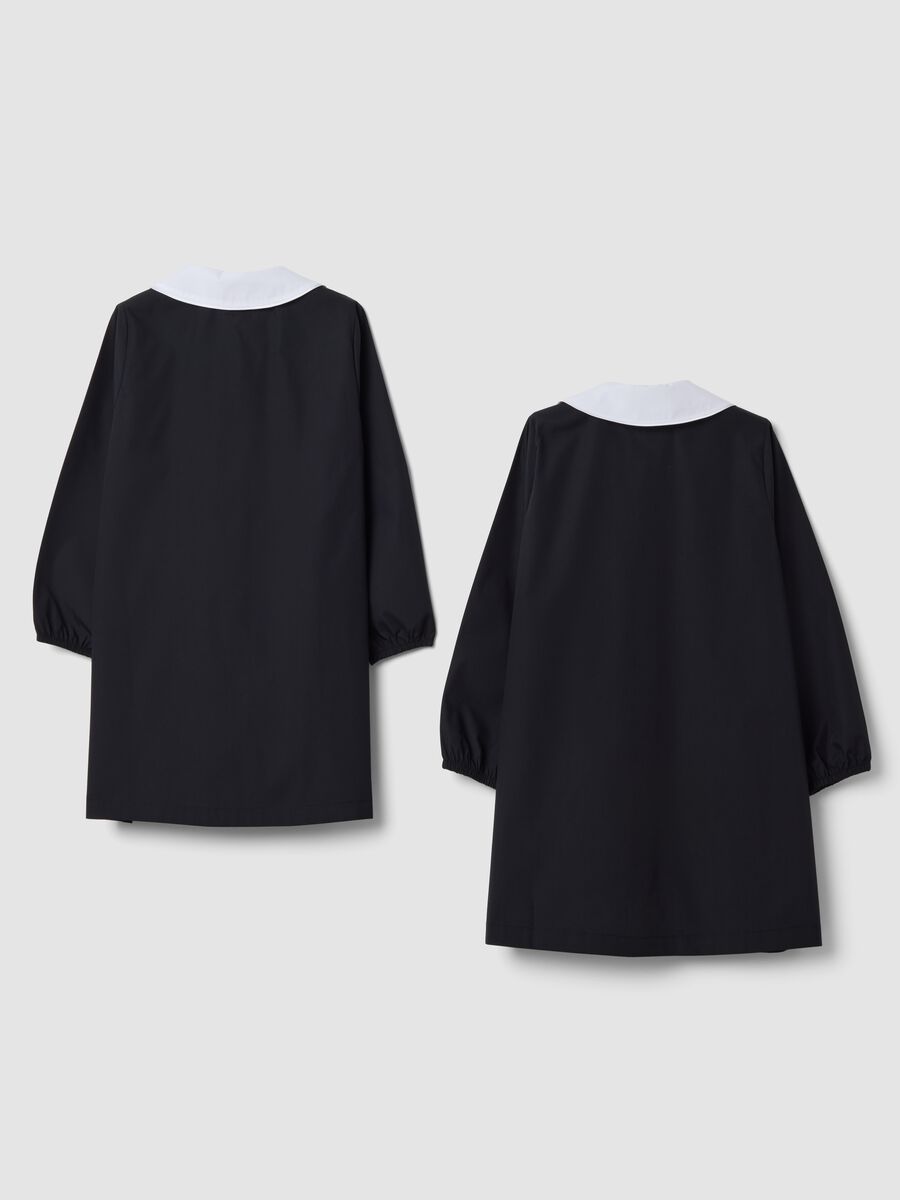 Two-pack of girls&rsquo; black school aprons with white button-up collar_1