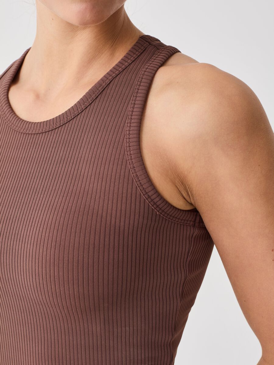 ALTAVIA STUDIO crop tank top in ribbed technical fabric_2
