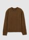 Brown regular fit cable knit jumper_0