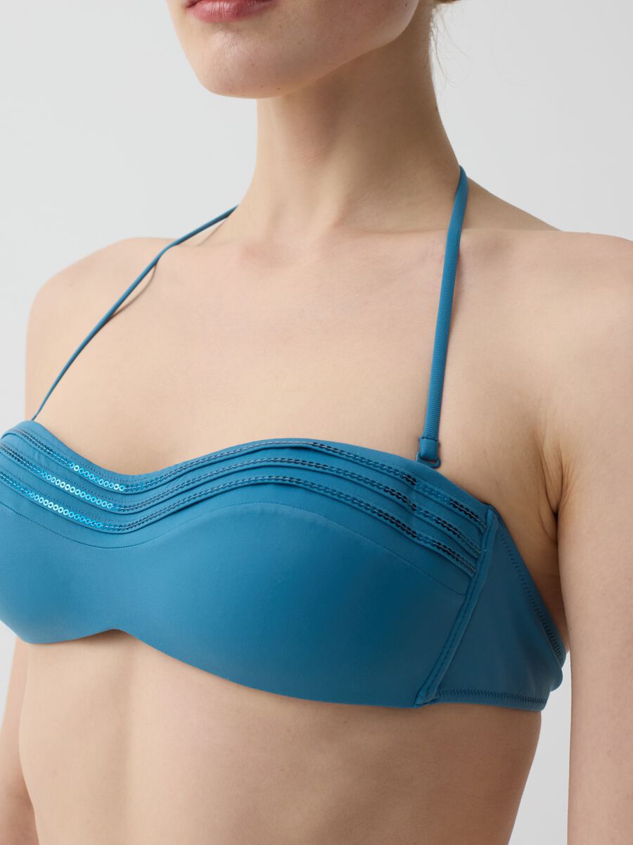 Bandeau bikini top with micro sequins_2