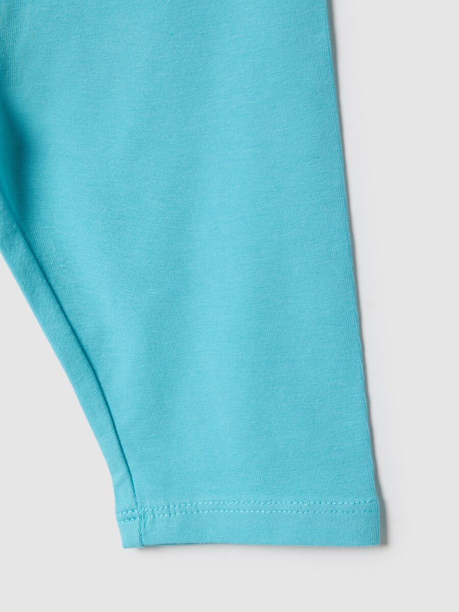 Light blue stretch cotton leggings for girls - skinny fit_3
