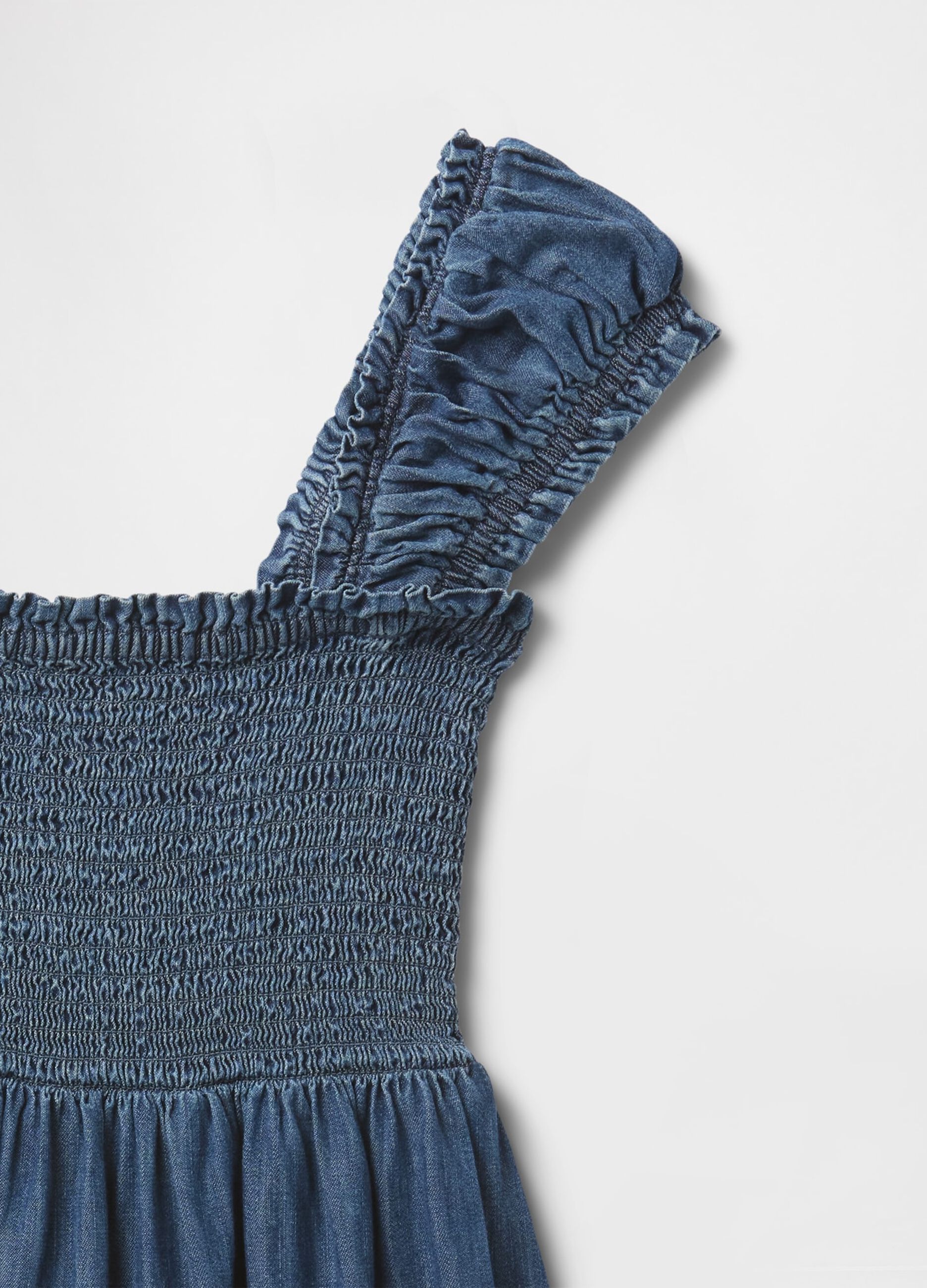 Denim midi dress with ruched neckline GAP Kids