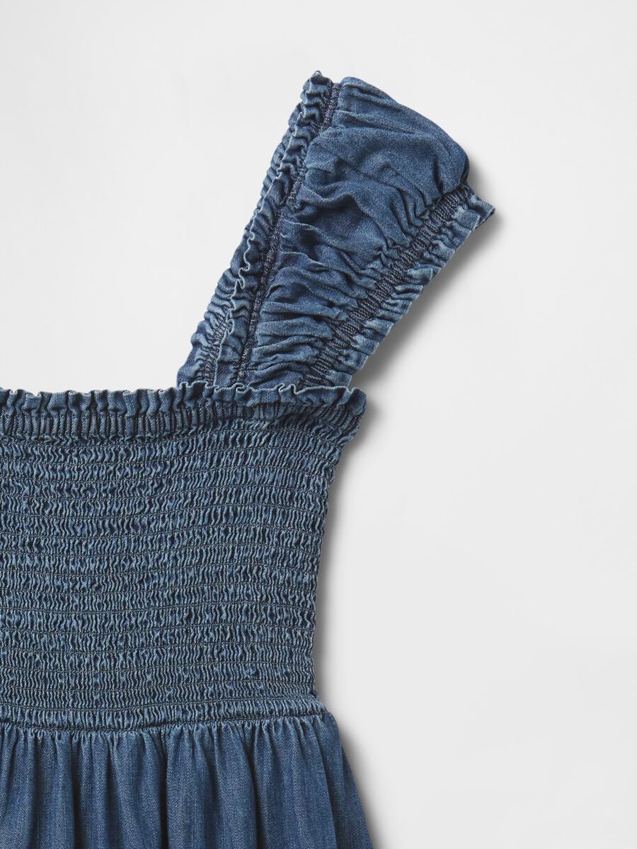 Denim midi dress with ruched neckline GAP Kids_3