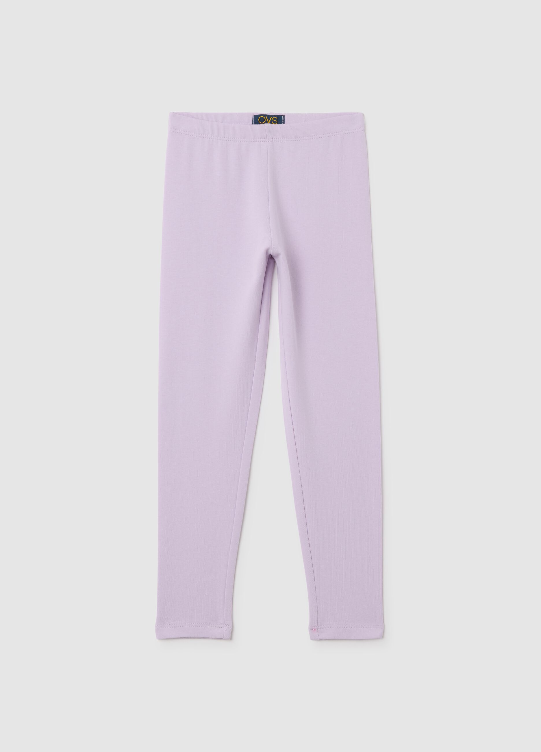 Girls' Purple Stretch Cotton Leggings