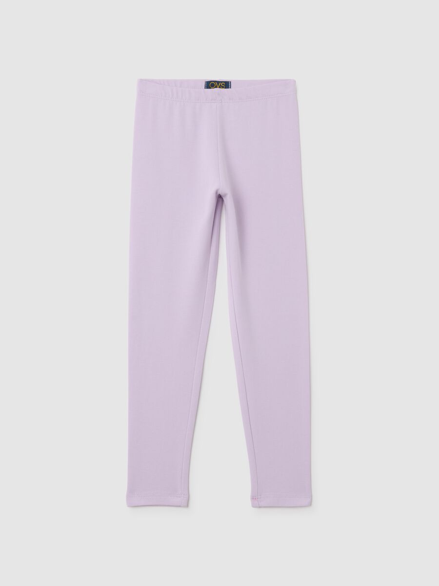 Girls' Purple Stretch Cotton Leggings_0