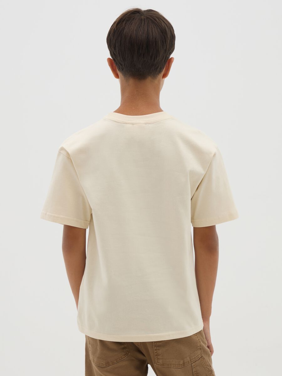 Oversized beige pure cotton boys' t-shirt_1