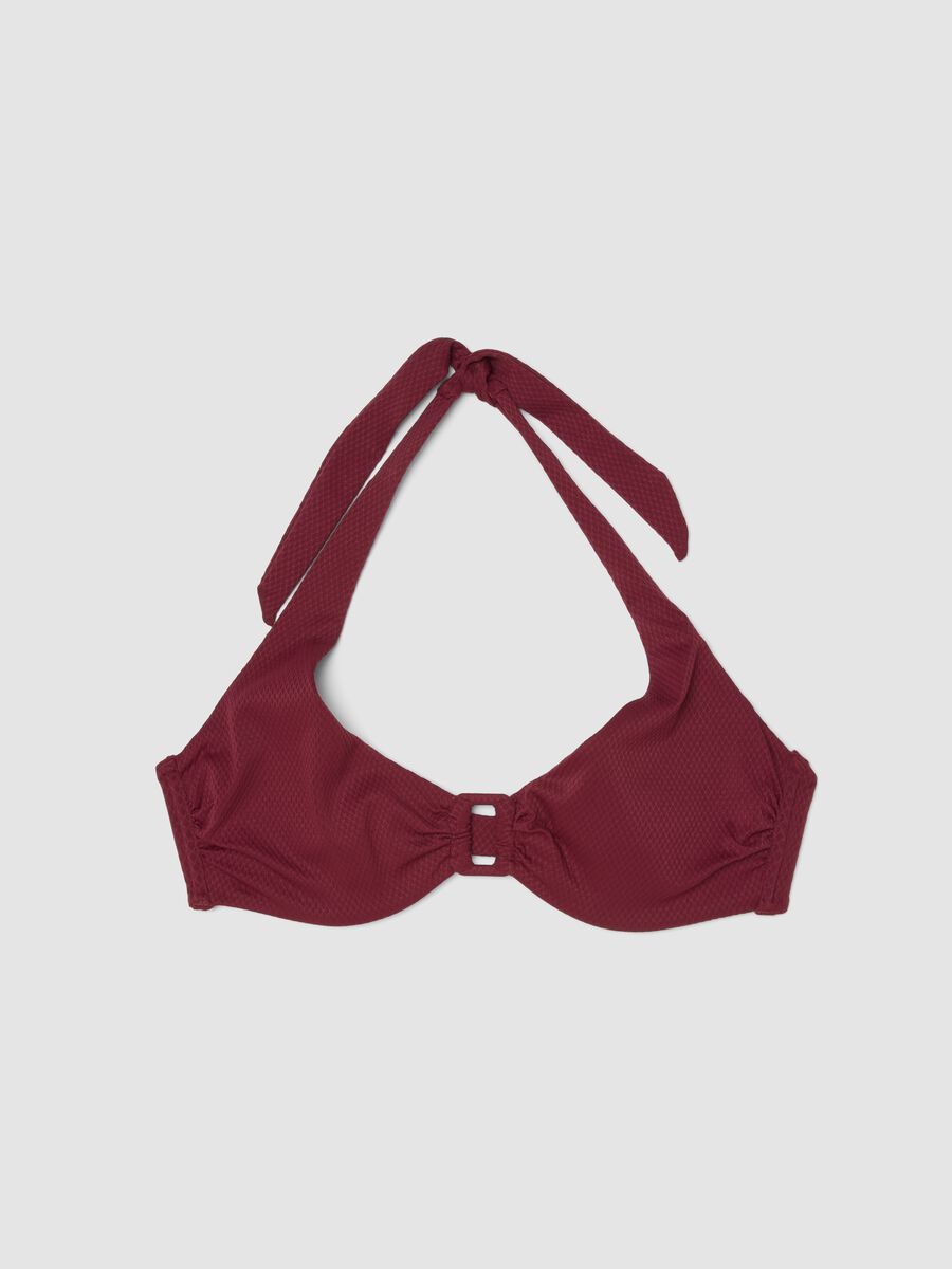 Top bikini a triangolo elasticizzato rosso con fibbia centrale_4