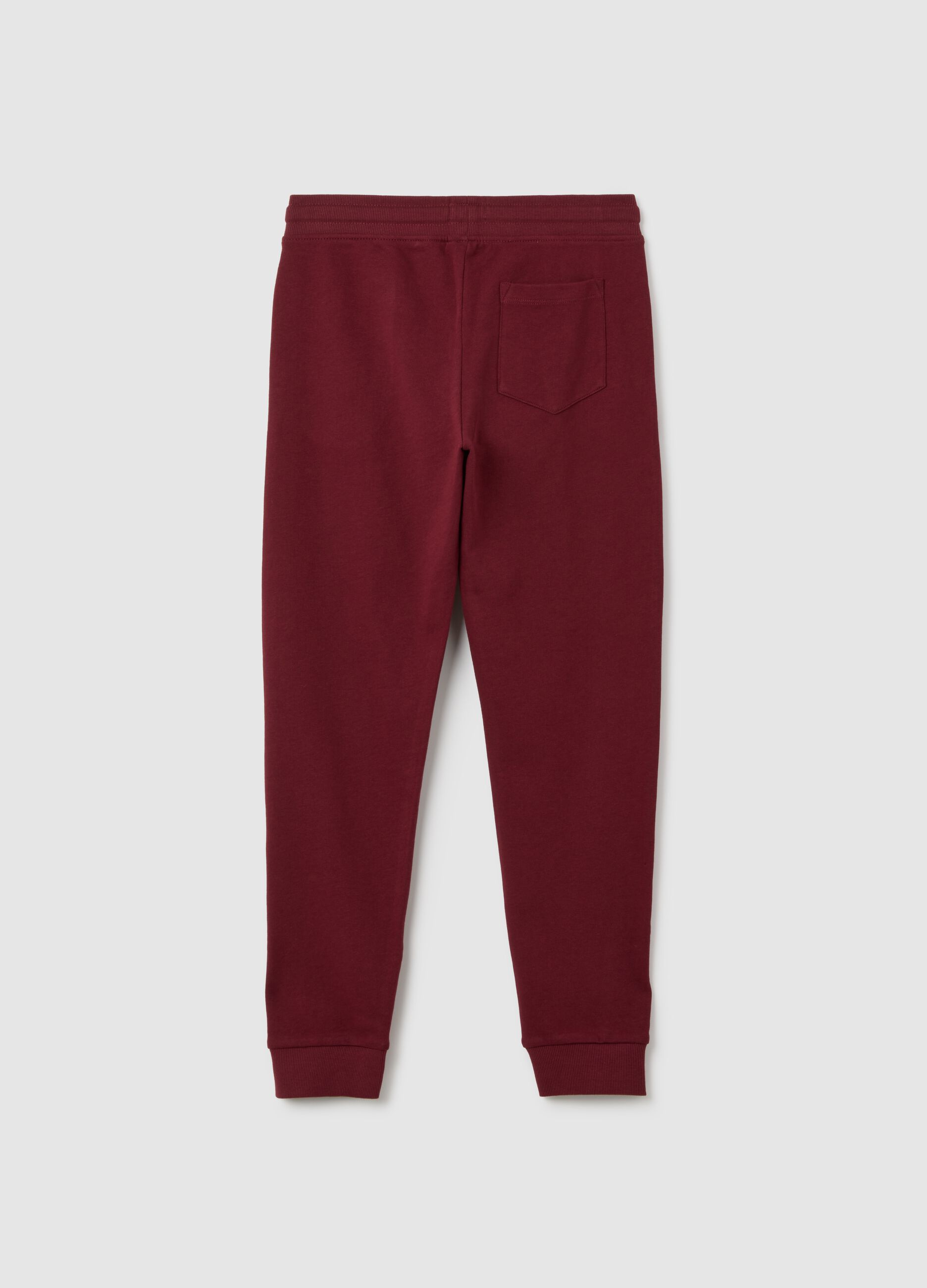 Boys' red pure cotton jogger trousers with regular fit