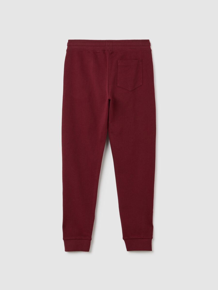 Pantaloni jogger da ragazzo in puro cotone rosso regular fit_1