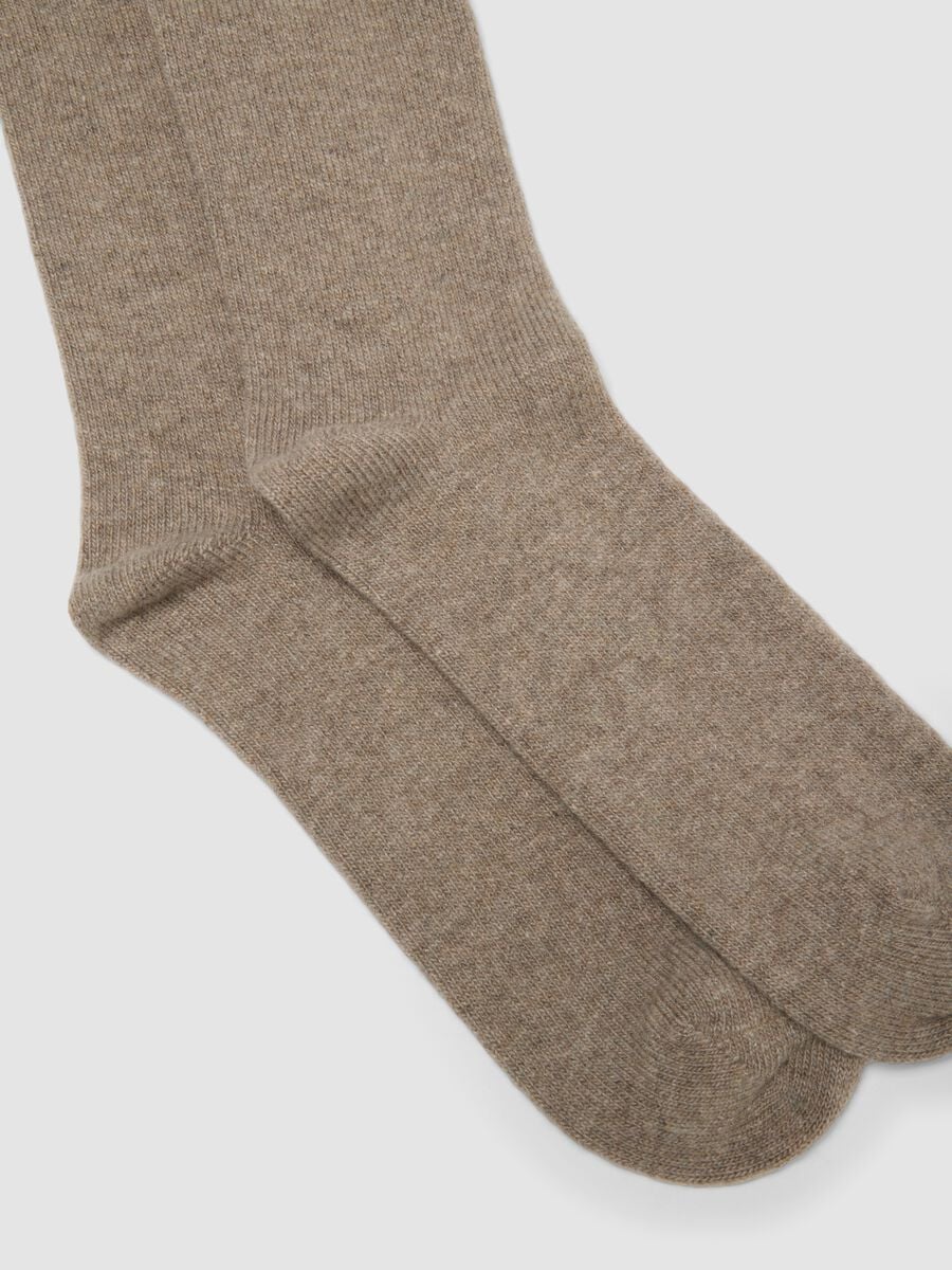 Calze lunghe beige in lana, viscosa e cashmere elasticizzato_2