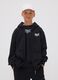 Black cotton-blend hooded zip hoodie_0