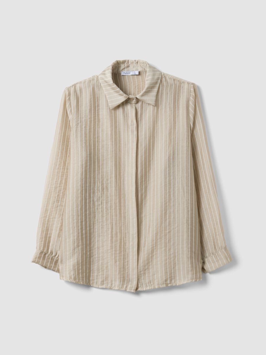 Beige striped lyocell-blend shirt_4