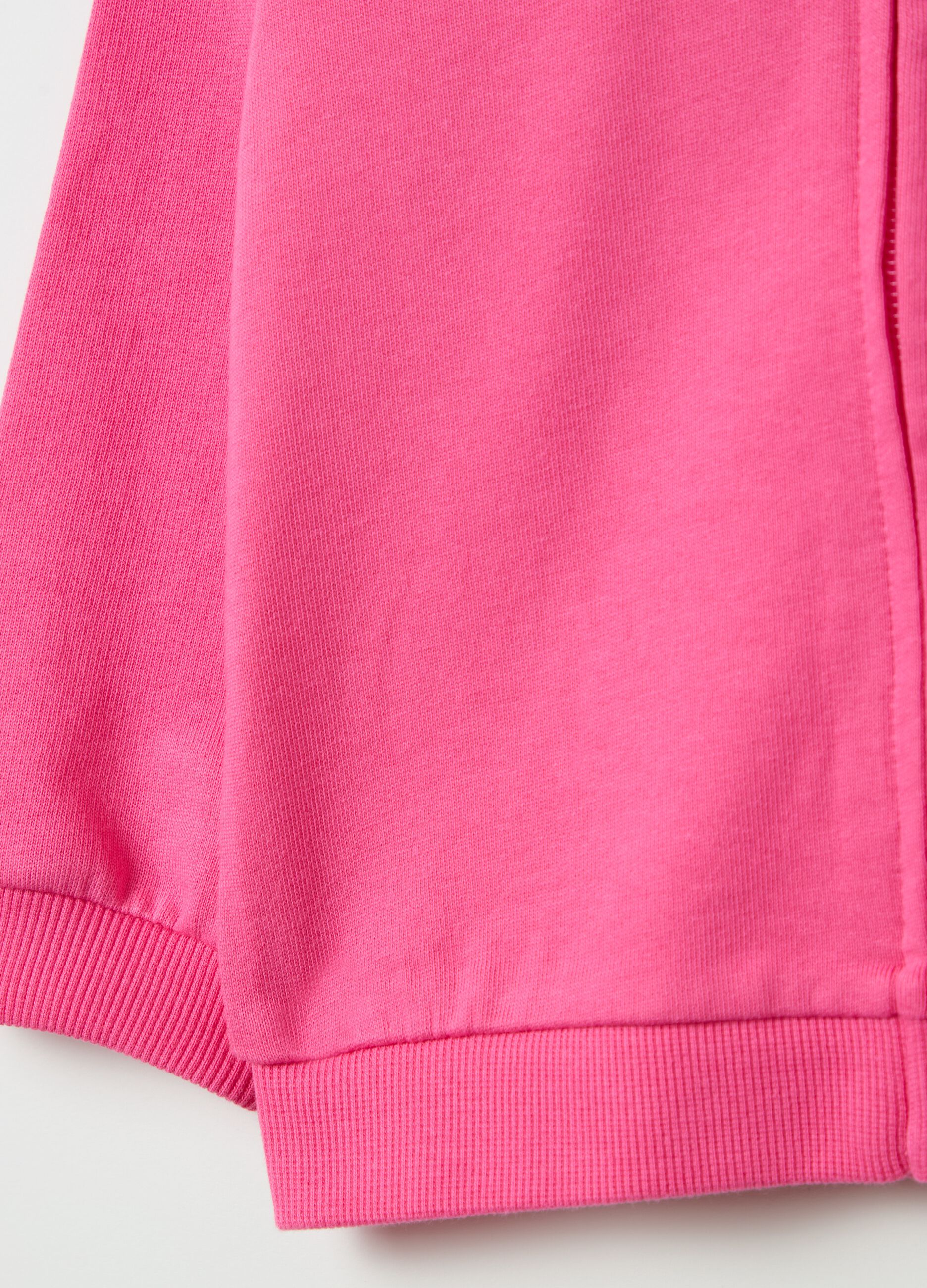 Full-zip sweatshirt in French terry with hood and diamantés