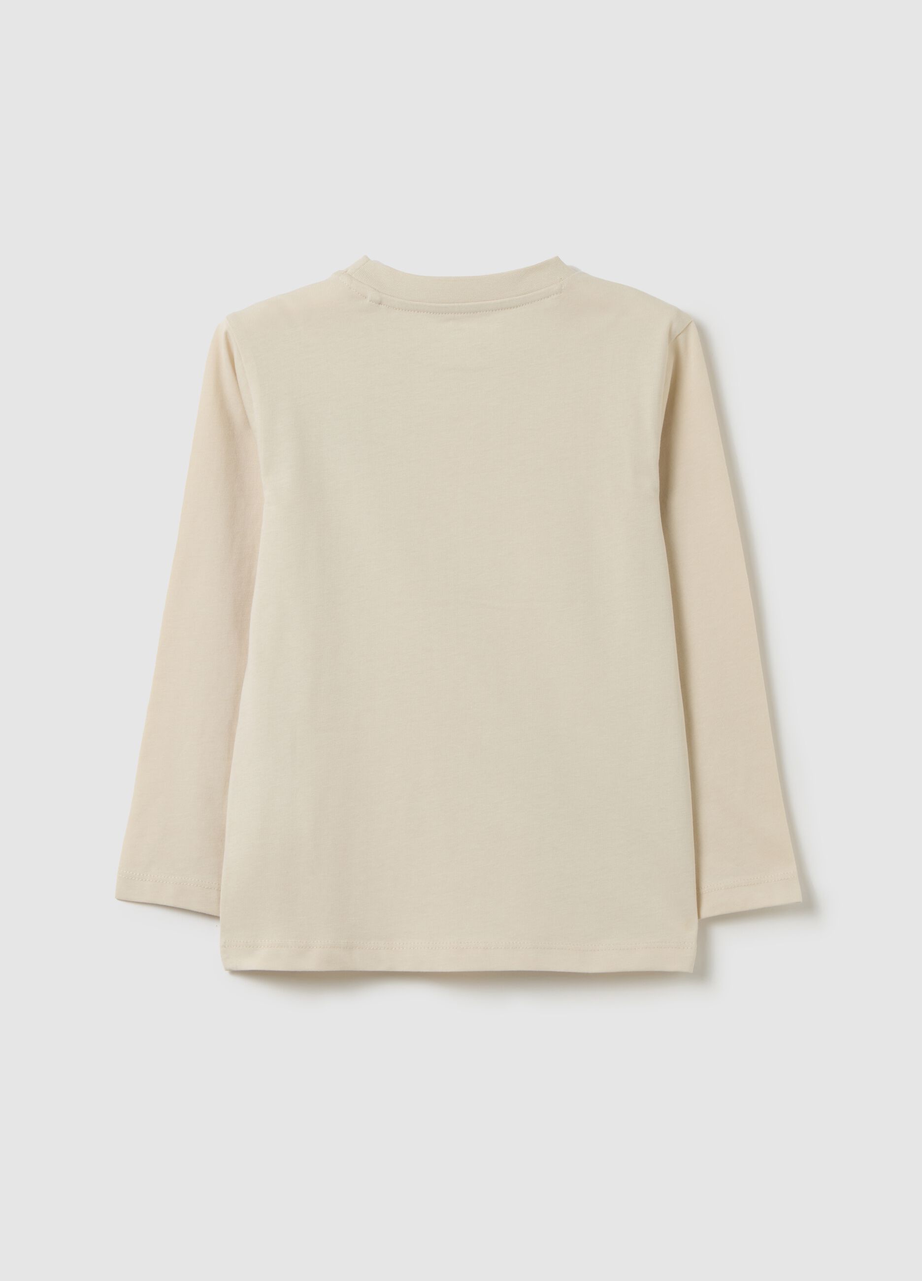 Children's beige pure cotton T-shirt with print