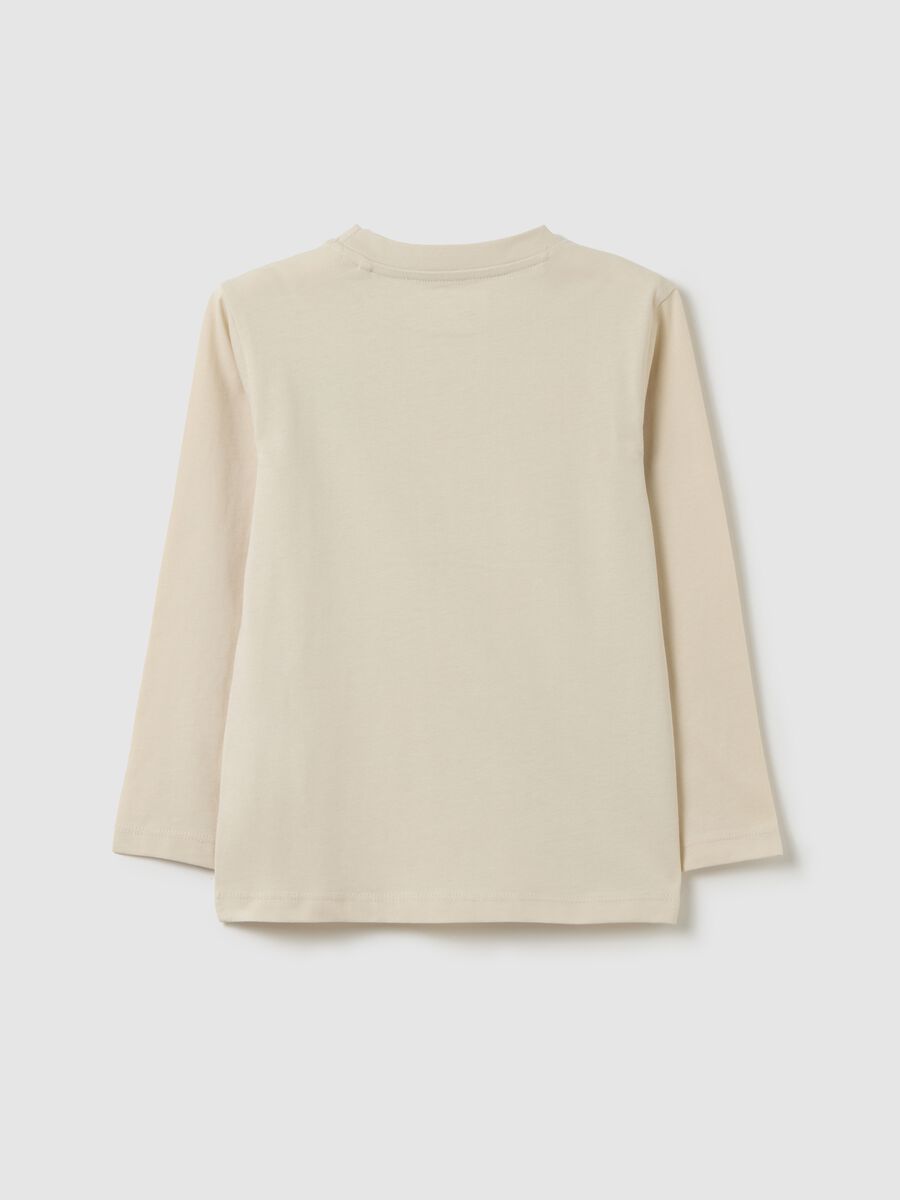 Children's beige pure cotton T-shirt with print_1