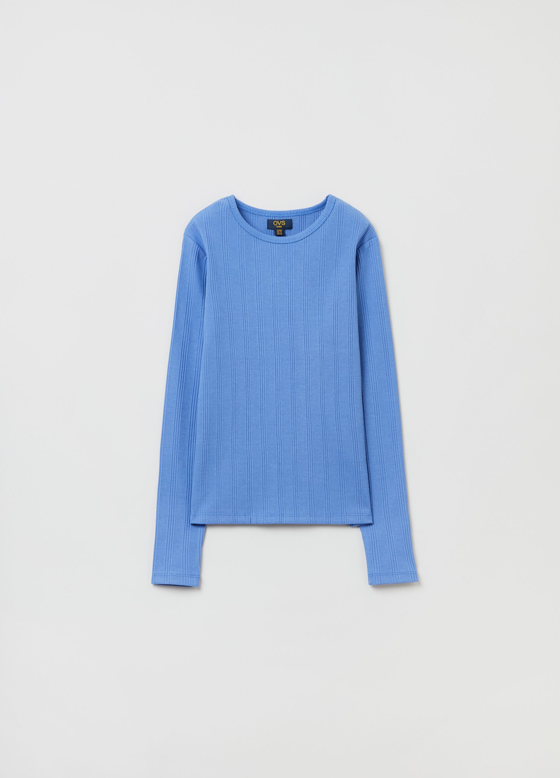 Stretch cotton ribbed T-shirt