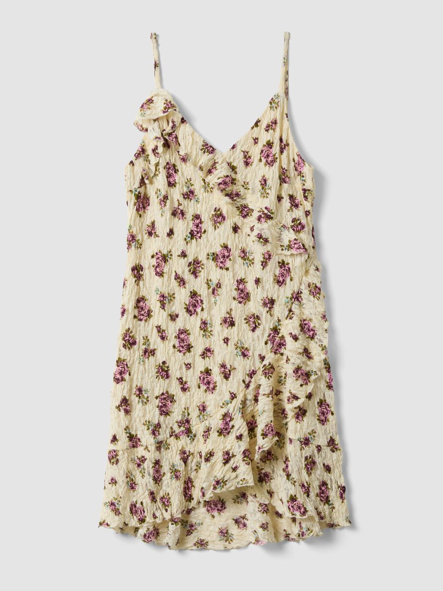 Beige stretch dress with floral print_0