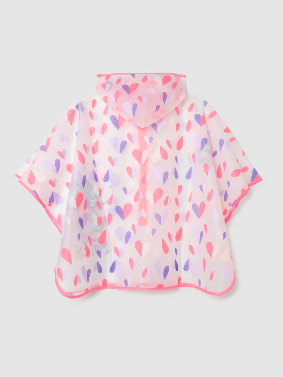 Multicoloured waterproof poncho for girls with Disney print_1
