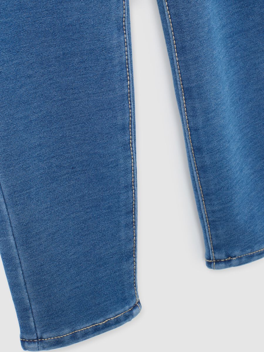 Jeggings da bambina in misto cotone blu skinny_3